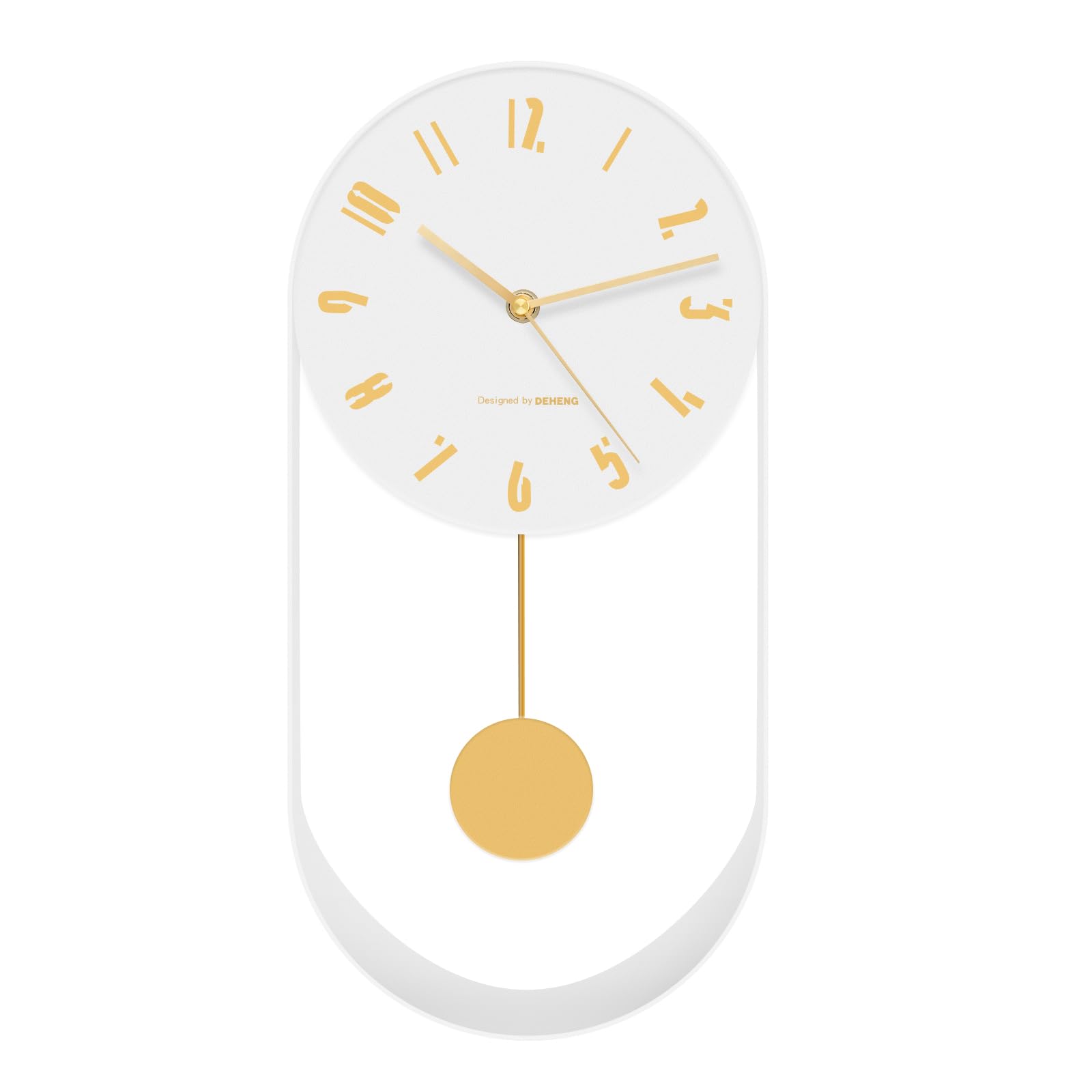 楕円形掛時計 振り子付き ホワイト